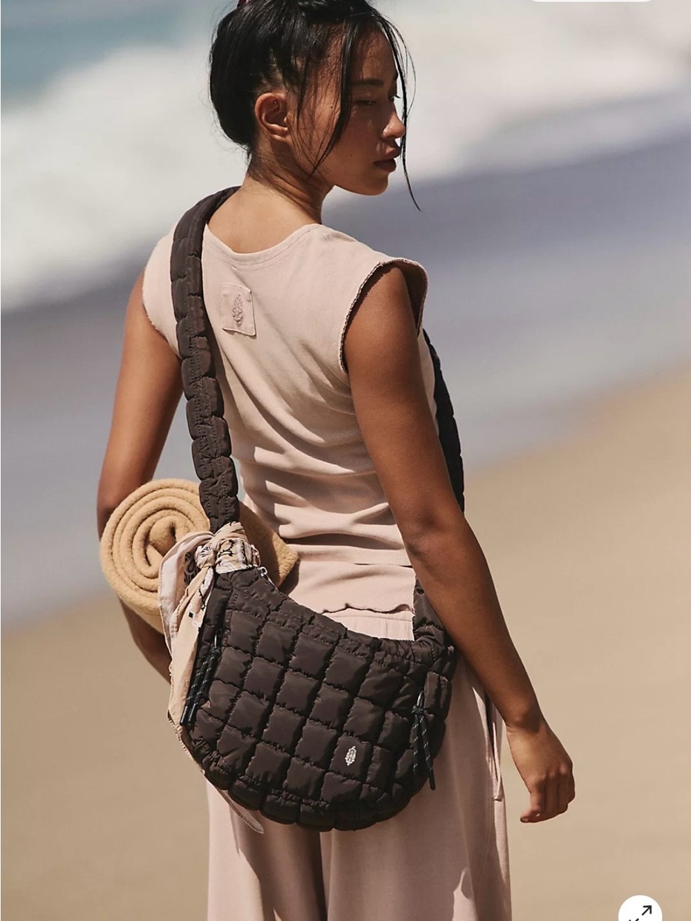 Quilted Crossbody Shoulder Bag Carry All Choclate NWT